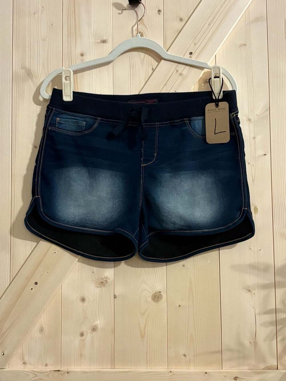 No Boundaries Juniors Elastic Waist Drawstring Denim Shorts large 11/13